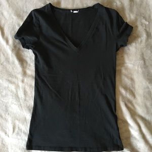 BASIC BLACK V NECK SHIRT